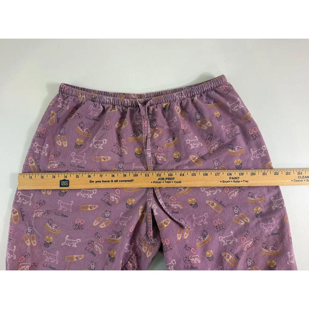 L.L.Bean Women’s Purple Lounge Pajama Pants Medium Petite Cat Slipper Print